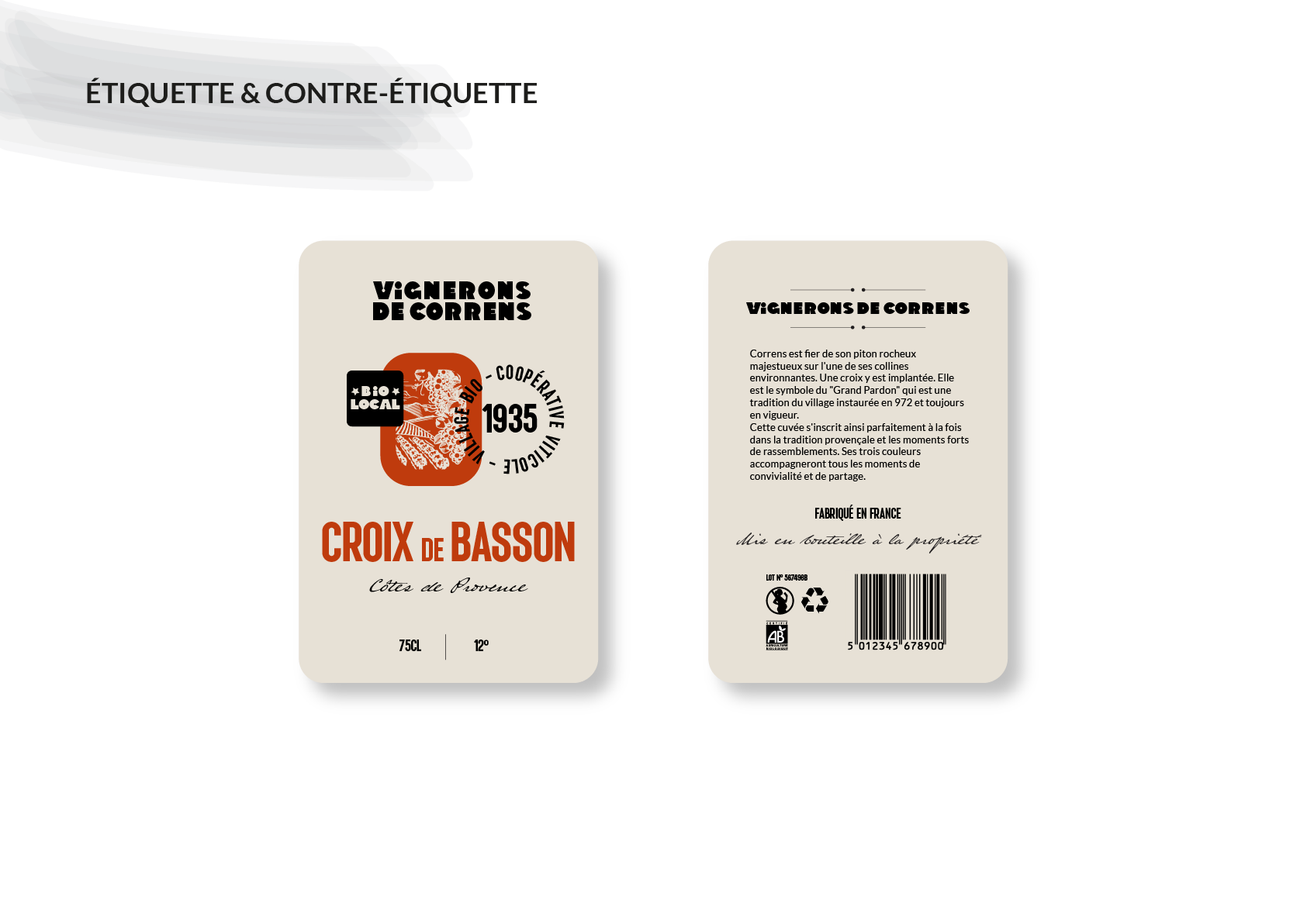 Vignerons de Correns  -  étiquette et contre-étiquette